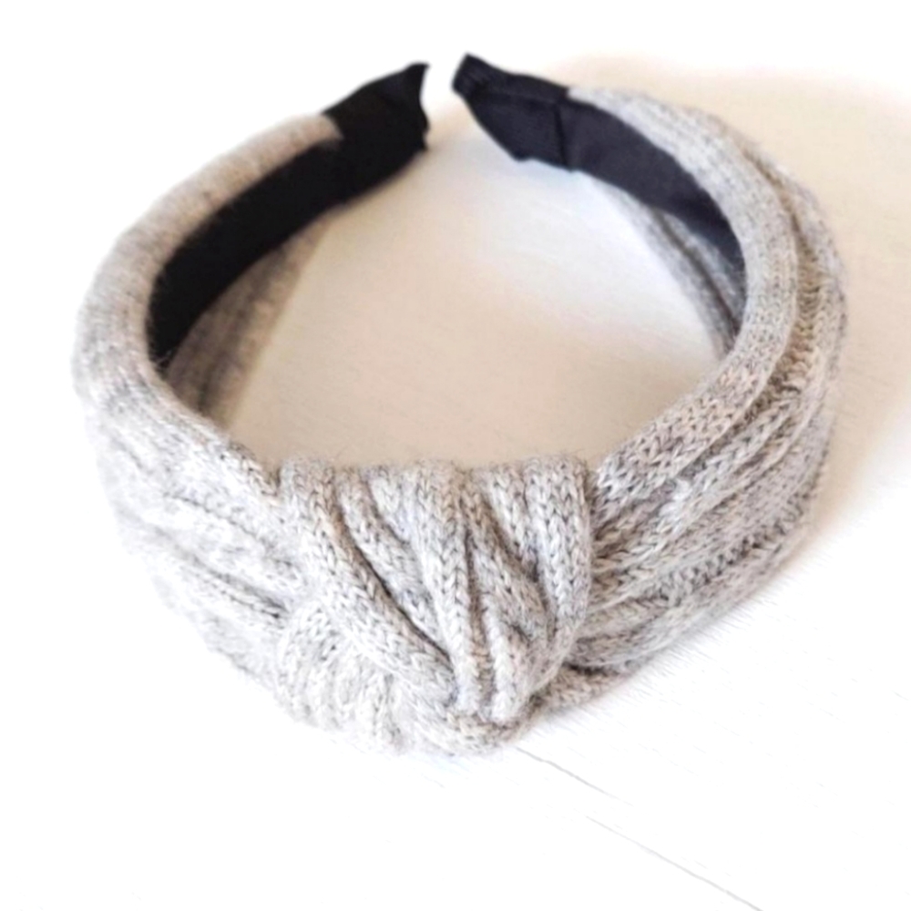 Sweater Top Knot Headband - Heather Gray